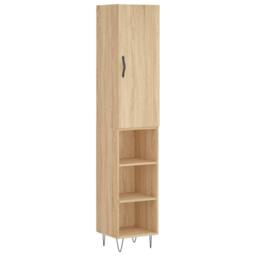 Berkfield Home Highboard Sonoma Oak 34.5x34x180 cm Engineered Wood in Natural - thumbnail 3