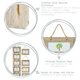 "Nicola Spring Rustic Hearts Hanging Photo Frames - 6 x 4"" - Natural - Pack of 5" - thumbnail 2
