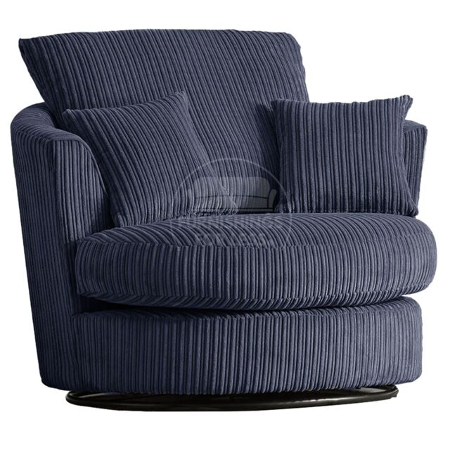 Furnishings For Less UK Luxor Jumbo Cord Fabric Single Seater 360 Degree Swivel Chair Sofa Accessory in Navy - image 1
