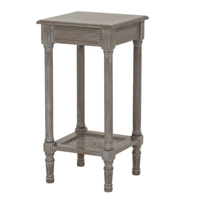 Lemon Pavilion Furniture and Decor Serene Rattan Collection Small Side Table - L36 x W36 x H72 cm - Grey - image 1
