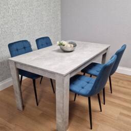 KOSY KOALA Modern Grey Dining Table Set with 4 Velvet Chairs Dining Furniture in Blue - thumbnail 1