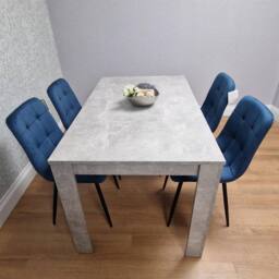 KOSY KOALA Modern Grey Dining Table Set with 4 Velvet Chairs Dining Furniture in Blue - thumbnail 3