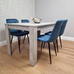 KOSY KOALA Modern Grey Dining Table Set with 4 Velvet Chairs Dining Furniture in Blue - thumbnail 2