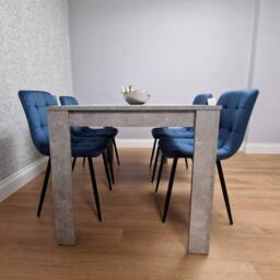 KOSY KOALA Modern Grey Dining Table Set with 4 Velvet Chairs Dining Furniture in Blue - thumbnail 4