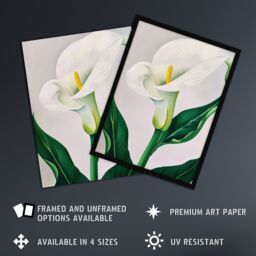 "Artery8 Classic White Lily Painting Modern Single Flower Wall Art Print - Size: W24"" x H32""" - thumbnail 2