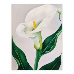 "Artery8 Classic White Lily Painting Modern Single Flower Wall Art Print - Size: W24"" x H32""" - thumbnail 1