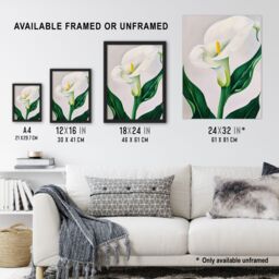"Artery8 Classic White Lily Painting Modern Single Flower Wall Art Print - Size: W24"" x H32""" - thumbnail 3