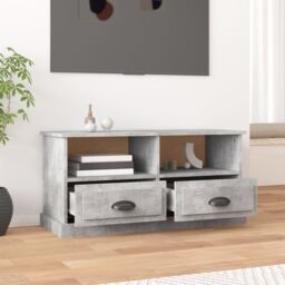 Berkfield Home TV Cabinet Concrete Grey 93x35.5x45 cm Engineered Wood - thumbnail 3