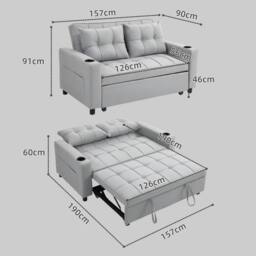 STILVORA Two-Seater Pull-Out Sofa Bed in Grey - thumbnail 4