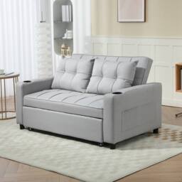 STILVORA Two-Seater Pull-Out Sofa Bed in Grey - thumbnail 3