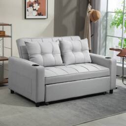 STILVORA Two-Seater Pull-Out Sofa Bed in Grey - thumbnail 2