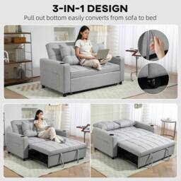 STILVORA Two-Seater Pull-Out Sofa Bed in Grey - thumbnail 6