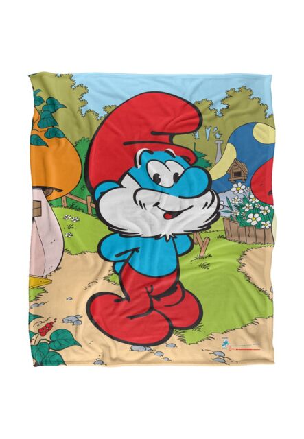 The Smurfs Papa Smurf Silky Touch Super Soft Throw Blanket 152 X 127 cm in White - image 1