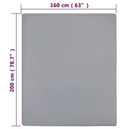 Berkfield Home Jersey Fitted Sheet Grey 160x200 cm Cotton - thumbnail 5