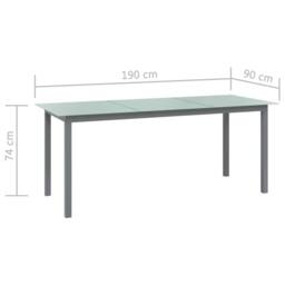 Berkfield Home Garden Table Light Grey 190x90x74 cm Aluminium & Glass - Size: 190 x 90 x 74 cm - thumbnail 5