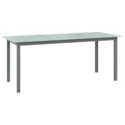 Berkfield Home Garden Table Light Grey 190x90x74 cm Aluminium & Glass - Size: 190 x 90 x 74 cm - thumbnail 2