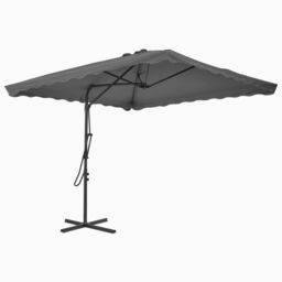 Berkfield Home Outdoor Parasol with Steel Pole 250x250 cm Anthracite in Black - thumbnail 2