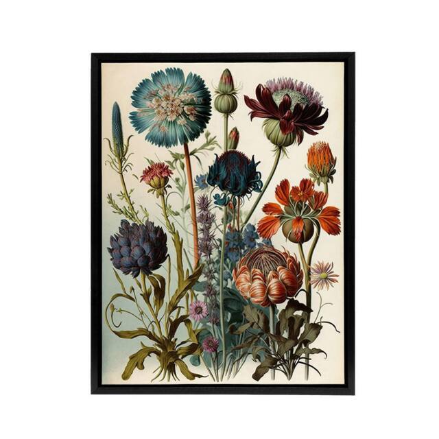 "Artery8 Ernst Haeckel Inspired Vintage Botanical Framed Canvas Wall Art Print - Size: W12"" x H16""" - image 1