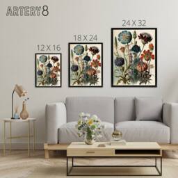 "Artery8 Ernst Haeckel Inspired Vintage Botanical Framed Canvas Wall Art Print - Size: W12"" x H16""" - thumbnail 4