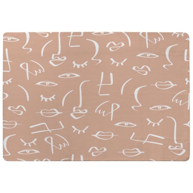 Benjamin Tate Design Line Drawing Abstract Faces Designer Rug in Natural - Size: Large - image 1