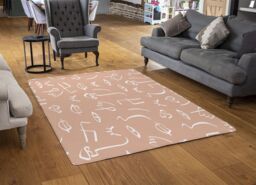 Benjamin Tate Design Line Drawing Abstract Faces Designer Rug in Natural - Size: Large - thumbnail 2