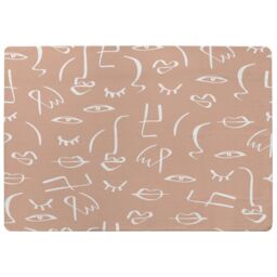 Benjamin Tate Design Line Drawing Abstract Faces Designer Rug in Natural - Size: Large - thumbnail 1