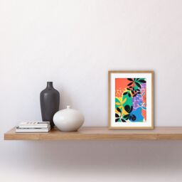 "Artery8 Wall Art Print Henri Matisse Inspired Plant Shapes Acrylic Painting Abstract Bright Colourful Artwork Framed 9X7 Inch - Size: W7"" x H9""" - thumbnail 2