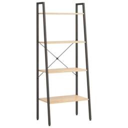 Berkfield Home 4-Tier Standing Shelf Light Brown & Black 56x35x140 cm - Size: 56 x 35 x 140 cm