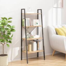 Berkfield Home 4-Tier Standing Shelf Light Brown & Black 56x35x140 cm - Size: 56 x 35 x 140 cm - thumbnail 2