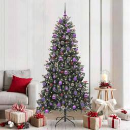 Berkfield Home Artificial Christmas Tree with Stand Green 114 x 114 x 210 cm - thumbnail 1