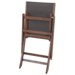 Wyld and Coco Set of 2 Folding Outdoor Garden Chairs Dark Acacia Wood Grey PVC in Brown - thumbnail 6