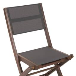 Wyld and Coco Set of 2 Folding Outdoor Garden Chairs Dark Acacia Wood Grey PVC in Brown - thumbnail 7
