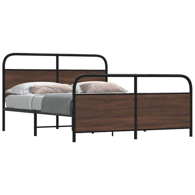 Berkfield Home Metal Bed Frame without Mattress Brown Oak 160x200 cm - image 1