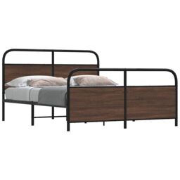 Berkfield Home Metal Bed Frame without Mattress Brown Oak 160x200 cm