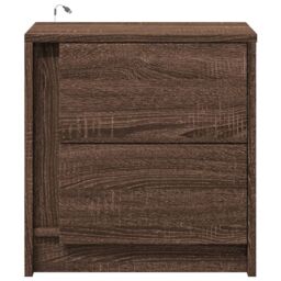 Berkfield Home Bedside Cabinet with LED Lights Brown Oak Engineered Wood - thumbnail 6