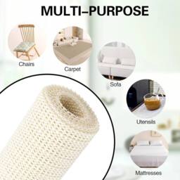 Kelvenix 200x200 CM Anti Slip Rug Underlay Carpet in Beige - Size: 100 cm diameter - thumbnail 3