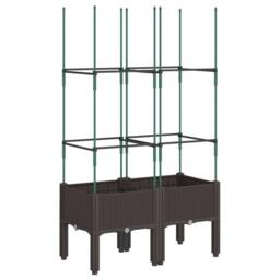 Berkfield Home Garden Planter with Trellis Brown 80x40x142.5 cm PP - thumbnail 5