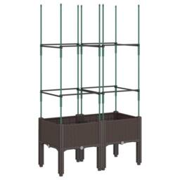 Berkfield Home Garden Planter with Trellis Brown 80x40x142.5 cm PP - thumbnail 3