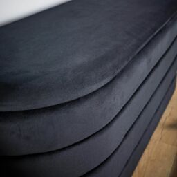 Home Source Velvet Storage Ottoman Storage Solution Bench Footstool in Black - thumbnail 4