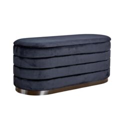 Home Source Velvet Storage Ottoman Storage Solution Bench Footstool in Black - thumbnail 9