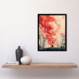 "Artery8 Crimson Offering Smoke Signals Surreal Painting Framed Art Print in Red - Size: W12"" x H16""" - thumbnail 4