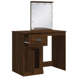 Berkfield Home Beautiful Dressing Table with LED Lights Brown Oak 90x42x132.5 cm - thumbnail 4