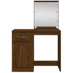 Berkfield Home Beautiful Dressing Table with LED Lights Brown Oak 90x42x132.5 cm - thumbnail 5