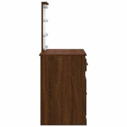 Berkfield Home Beautiful Dressing Table with LED Lights Brown Oak 90x42x132.5 cm - thumbnail 6