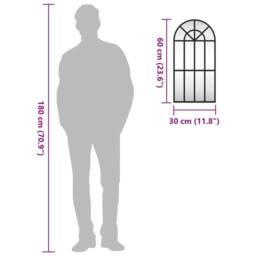 Berkfield Home Wall Mirror Black 30x60 cm Arch Iron - thumbnail 8
