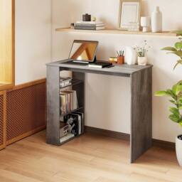 EONLION Study Desk Wooden Writing Desk in Grey - Size: 100 cm - thumbnail 4