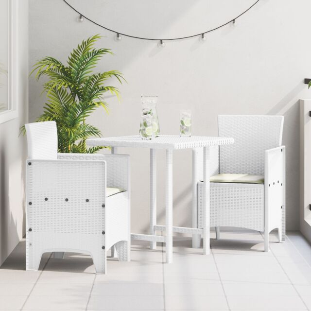 Berkfield Home Garden Chairs with Cushions 2 pcs White Poly Rattan - image 1