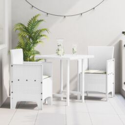 Berkfield Home Garden Chairs with Cushions 2 pcs White Poly Rattan - thumbnail 1