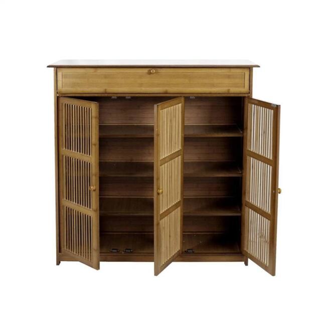 FLAVORA Large Wooden Shoe Cabinet Storage Cupboard Unit in Brown - Size: 0.6m2 - image 1