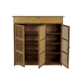 FLAVORA Large Wooden Shoe Cabinet Storage Cupboard Unit in Brown - Size: 0.6m2 - thumbnail 1
